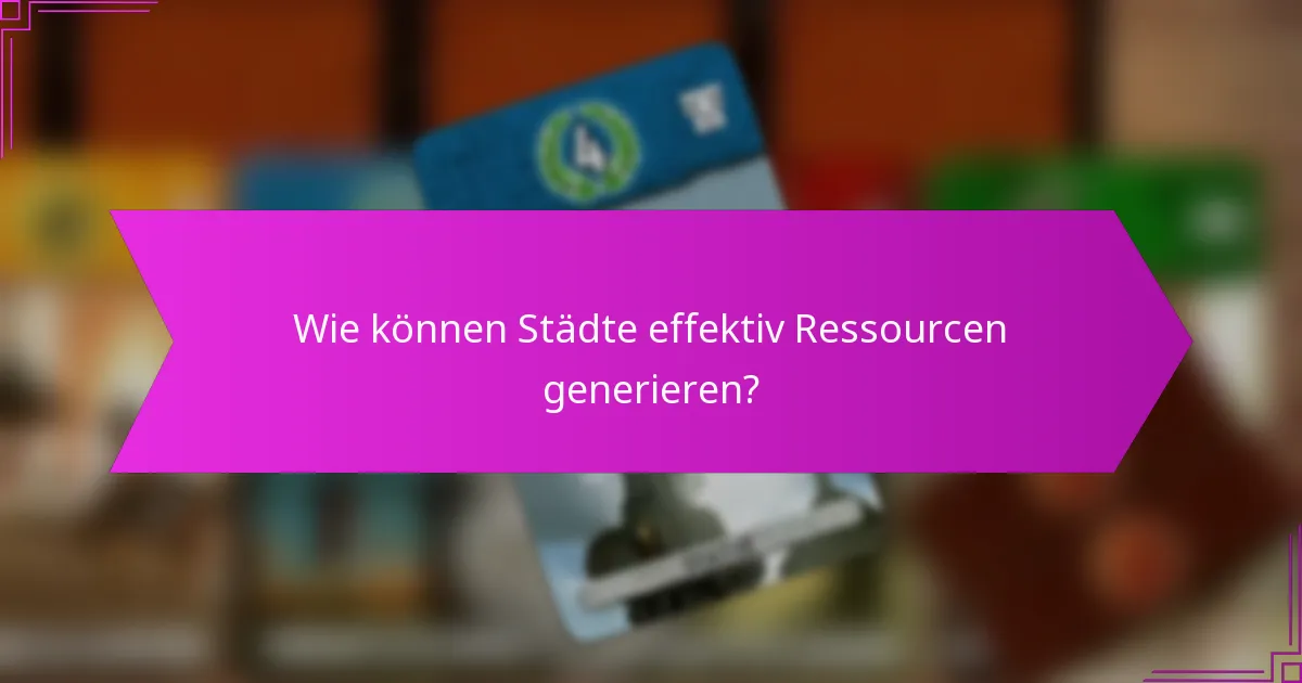 Wie können Städte effektiv Ressourcen generieren?